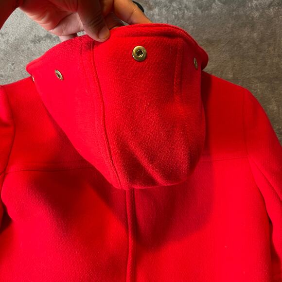 J. Crew Chateau Sz 0 Parka Italian Wool Stadium Cloth Coat Bright Red Women's‎ - Picture 6 of 8